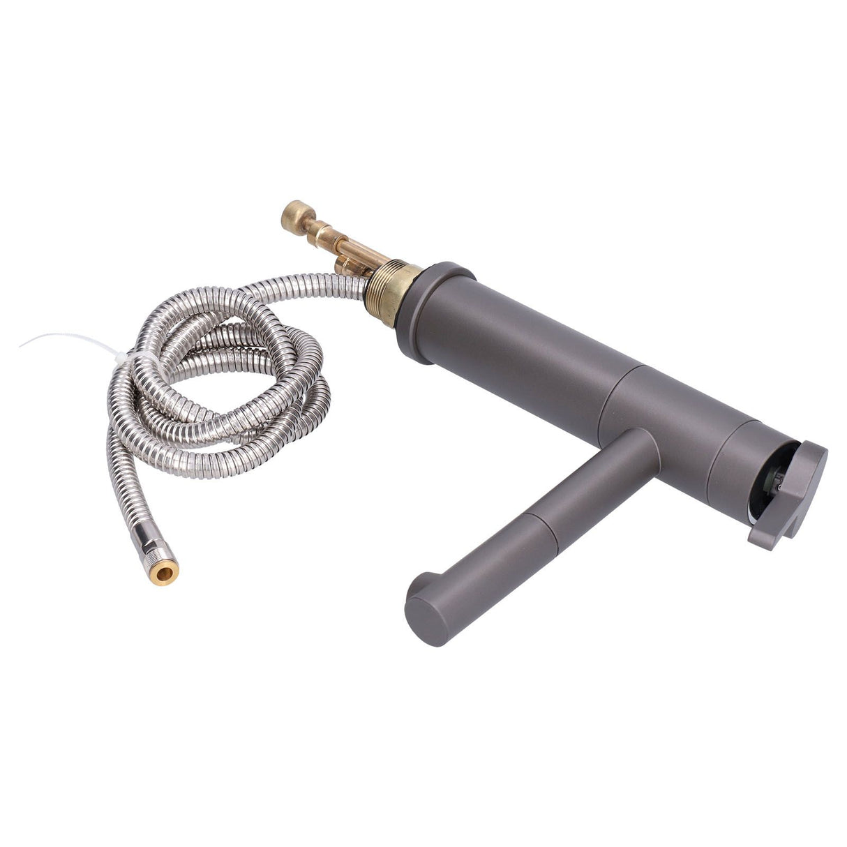 G1/2 Above Counter Basin Pull Out Faucet Set Cold Hot Mixing Water Tap with Water Pipes for Home Bathroom Gray
