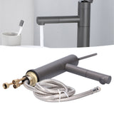 G1/2 Above Counter Basin Pull Out Faucet Set Cold Hot Mixing Water Tap with Water Pipes for Home Bathroom Gray - Extra Image