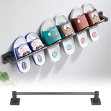Slippers Rack Grey Wall Mounted Hanging Shoe Organizer Bathroom Storage Accessories - Extra Image