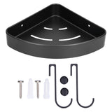 Shower Shelf Wall Mounted Triangular Corner Shelves Storage Rack Organizer for Home Bathroom Rest Room Black - Front View