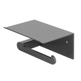 Toilet Paper Holder Stainless Steel Wall Mounted Toilet Paper Roll Holder with Shelf Matte Black for Bathroom - Side View