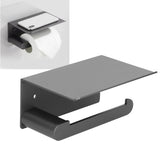 Toilet Paper Holder Stainless Steel Wall Mounted Toilet Paper Roll Holder with Shelf Matte Black for Bathroom - Extra Image