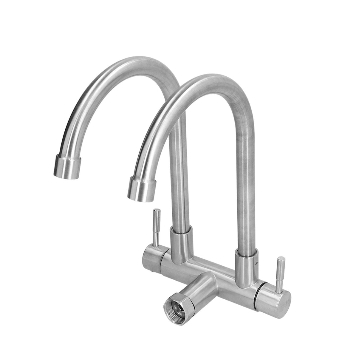 G3/4 Double Nozzle Single Cold Faucet 360 Degree Rotating 304 Stainless Steel Basin Tap for Kitchen Bathroom