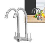 G3/4 Double Nozzle Single Cold Faucet 360 Degree Rotating 304 Stainless Steel Basin Tap for Kitchen Bathroom - Extra Image