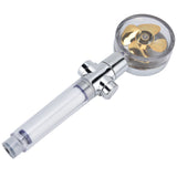 Turbocharged Fan Shower Head Handheld Propeller Driven 360° Rotation G1/2 Thread Detachable for Water SavingGold