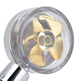 Turbocharged Fan Shower Head Handheld Propeller Driven 360° Rotation G1/2 Thread Detachable for Water SavingGold