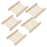 5pcs Bamboo Soap Dish Waterproof Antislip Wooden Bar Soap Holder for Shower Bathroom Kitchen
