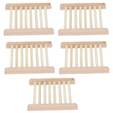 5pcs Bamboo Soap Dish Waterproof Antislip Wooden Bar Soap Holder for Shower Bathroom Kitchen