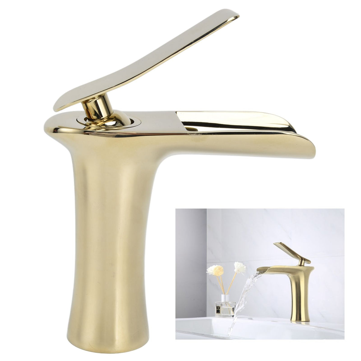 G1/2 Water Faucet Brass Modern Sink Bath Single Handle One Hole Bathroom Lavatory Wash Basin Mixer Tap