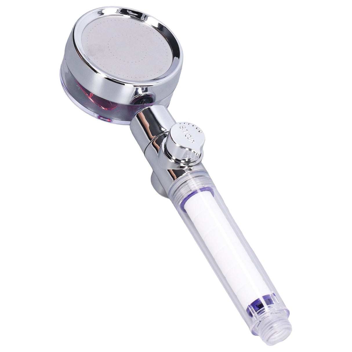 G1/2 High Pressure Fan Shower Head with Pause Switch 360 Degree Rotation Handheld Filter Detachable Shower SprayerRed