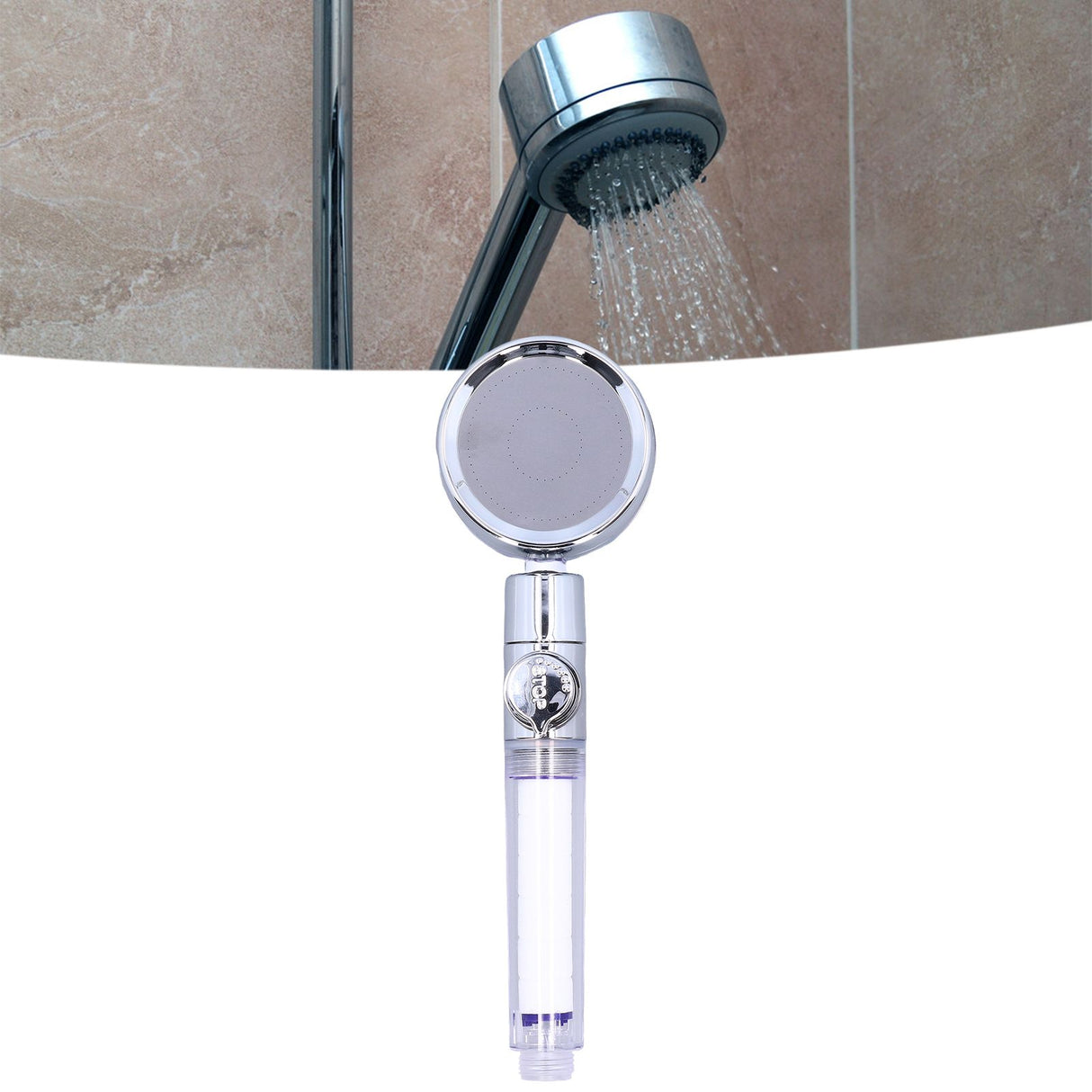 G1/2 High Pressure Fan Shower Head with Pause Switch 360 Degree Rotation Handheld Filter Detachable Shower SprayerRed