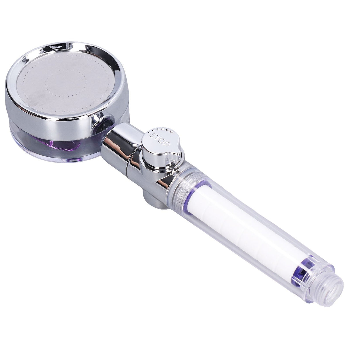 G1/2 High Pressure Fan Shower Head with Pause Switch 360 Degree Rotation Handheld Filter Detachable Shower SprayerPurple
