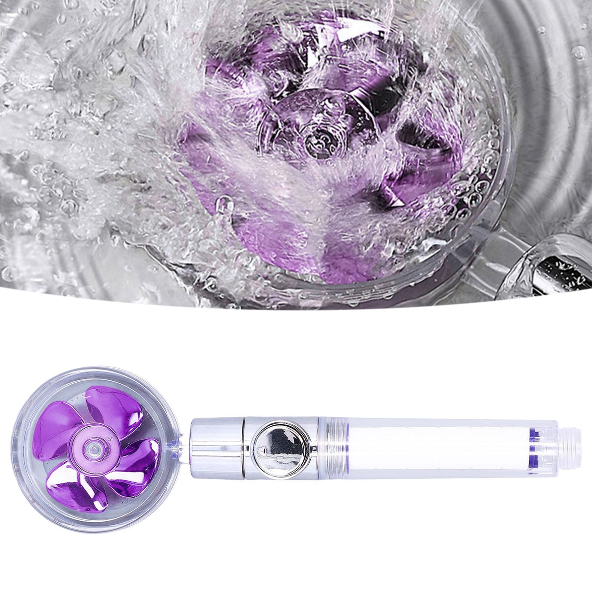 G1/2 High Pressure Fan Shower Head with Pause Switch 360 Degree Rotation Handheld Filter Detachable Shower SprayerPurple