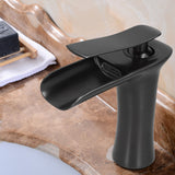 G1/2 Sink Faucet Copper Waterfall Water Tap Black Bathroom Basin Hot Cold Faucet for Kitchen Toilet