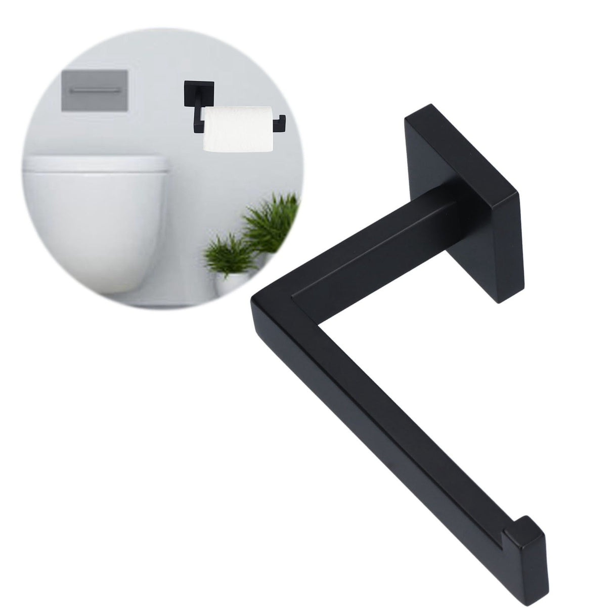 Stainless Steel Toilet Paper Holder Corrosion Resistance Tissue Rack for Bathroom Kitchen (Black)