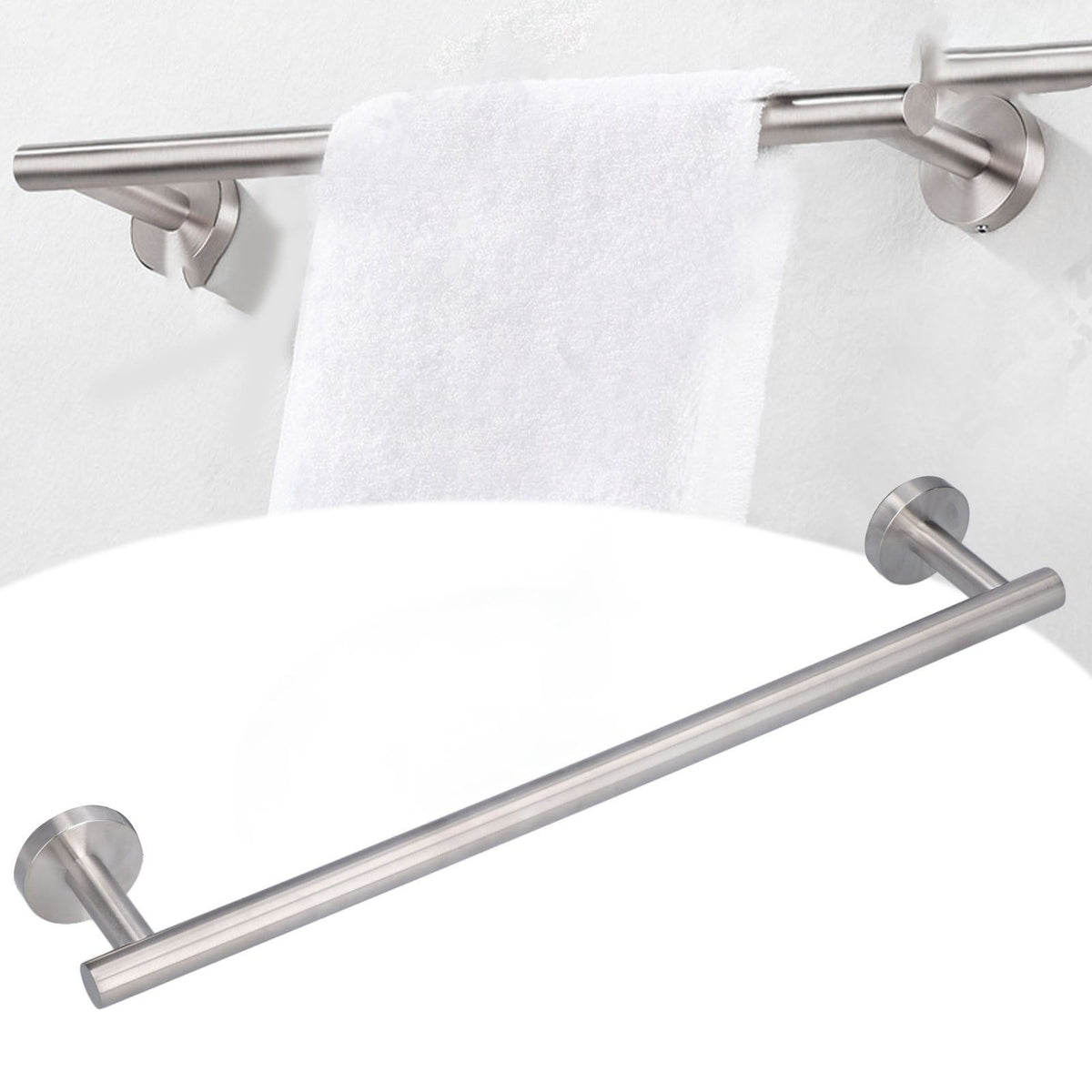 Wall Mounted Towel Bar Multifunctional 304 Stainless Steel Towel Rack for Bathroom Kitchen Laundry 45cm/17.7in