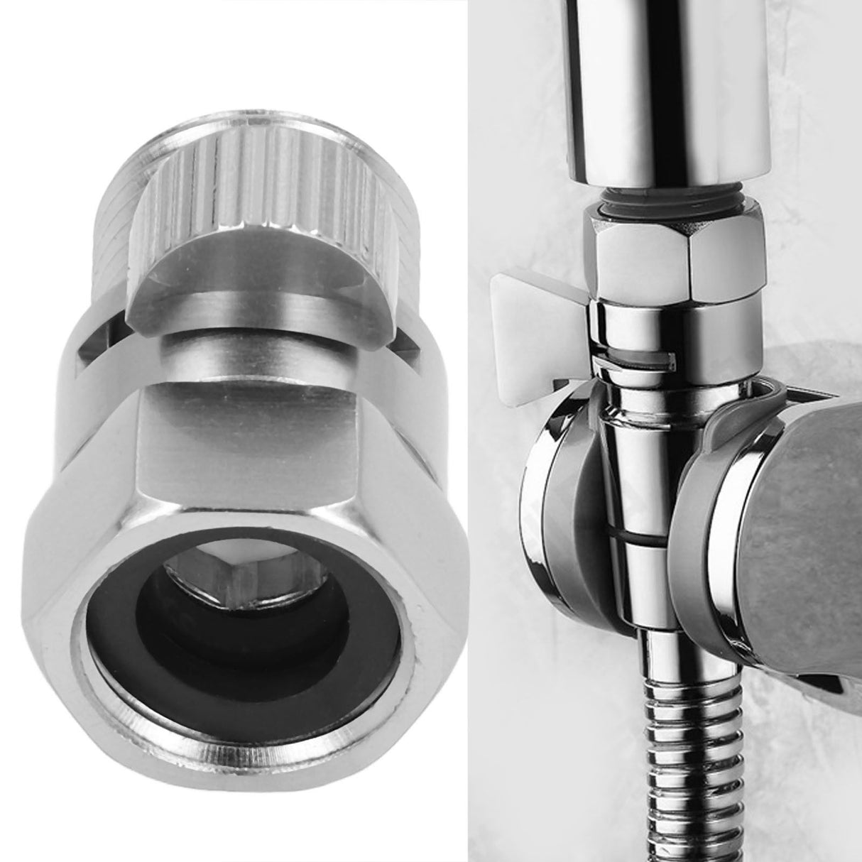 G1/2 Shower Head Sprayer Valve Brass Shut Off Valve Silver Water Control Valve for Home Bathroom
