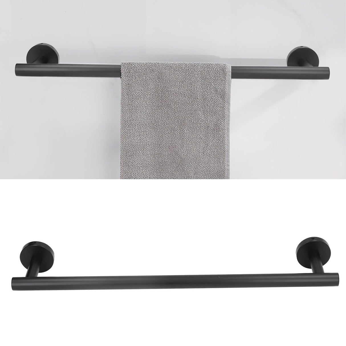 Towel Bar 304 Stainless Steel 45cm Matte Black Nail Free Punch Single Rod Towel Rack Hardware Pendant