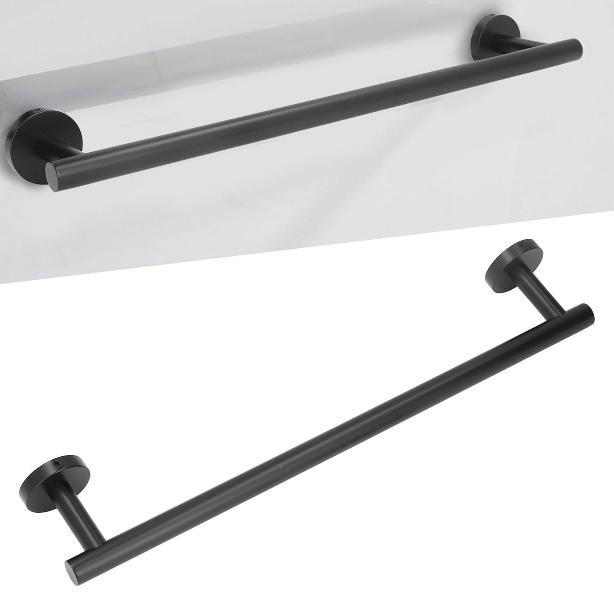 Towel Bar 304 Stainless Steel 45cm Matte Black Nail Free Punch Single Rod Towel Rack Hardware Pendant