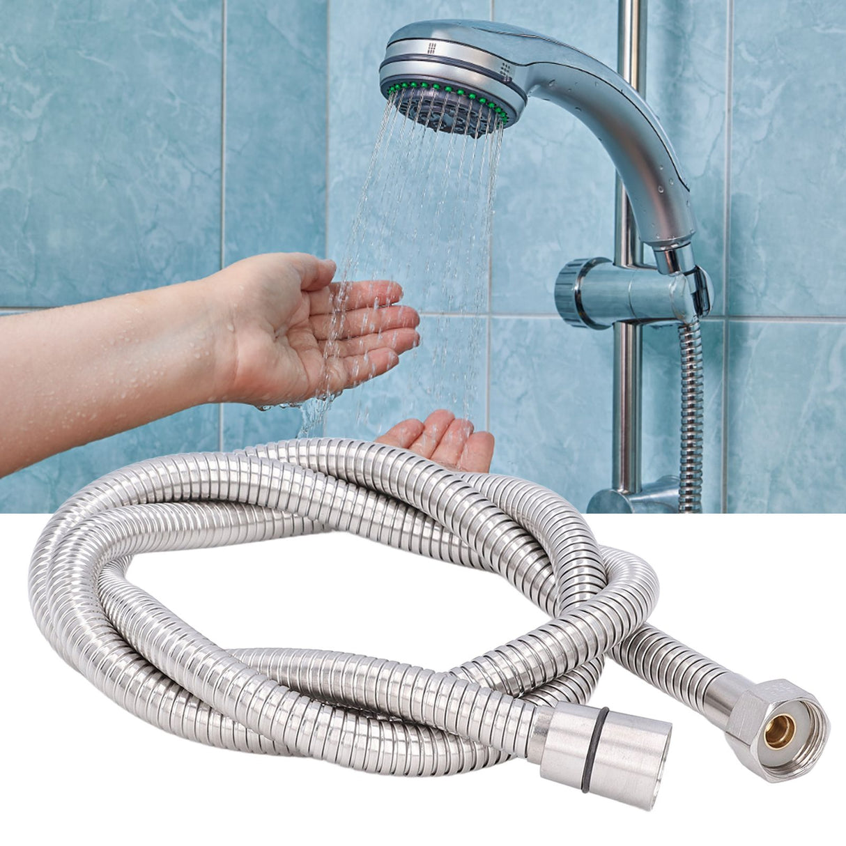 Stainless Steel Shower Hose Explosion Proof G1/2 Shower Head Hose for Bathroom Silver 1.5m/4.9ft