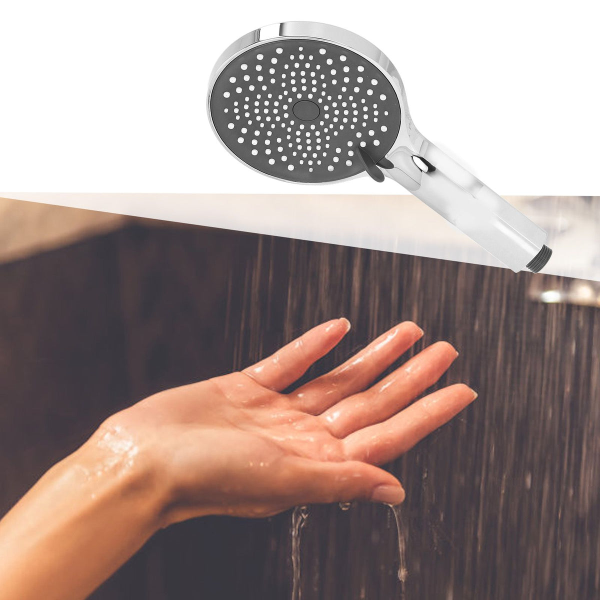 Handheld Shower Head High Pressure G1/2 Thread ABS Electroplated Showerhead for BathroomSilver
