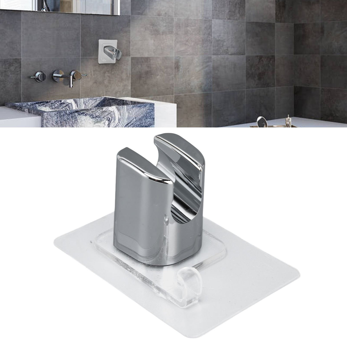 Shower Head Bracket Plastic Adhesive Nail Free Waterproof Bidet Sprayer Holder for Home Hotel Bathroom