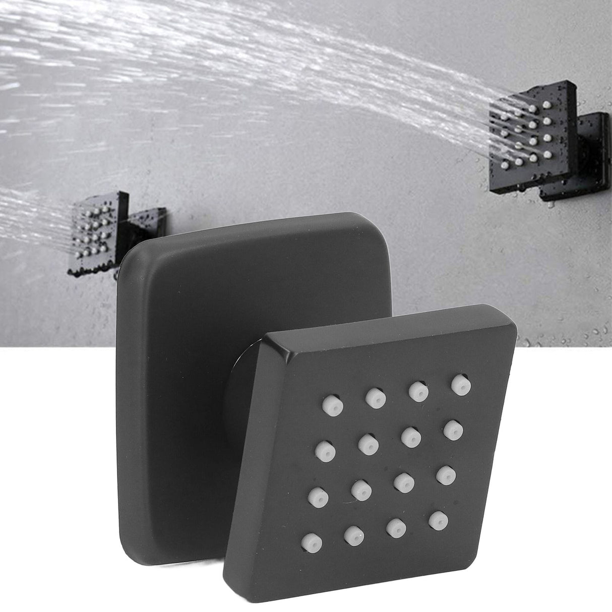 Body Spray Jets Quadrate 360° Adjustable Massage Spa Side Sprayer 16 Orifices Wall Mounted Sprayer with G1/2 Connector