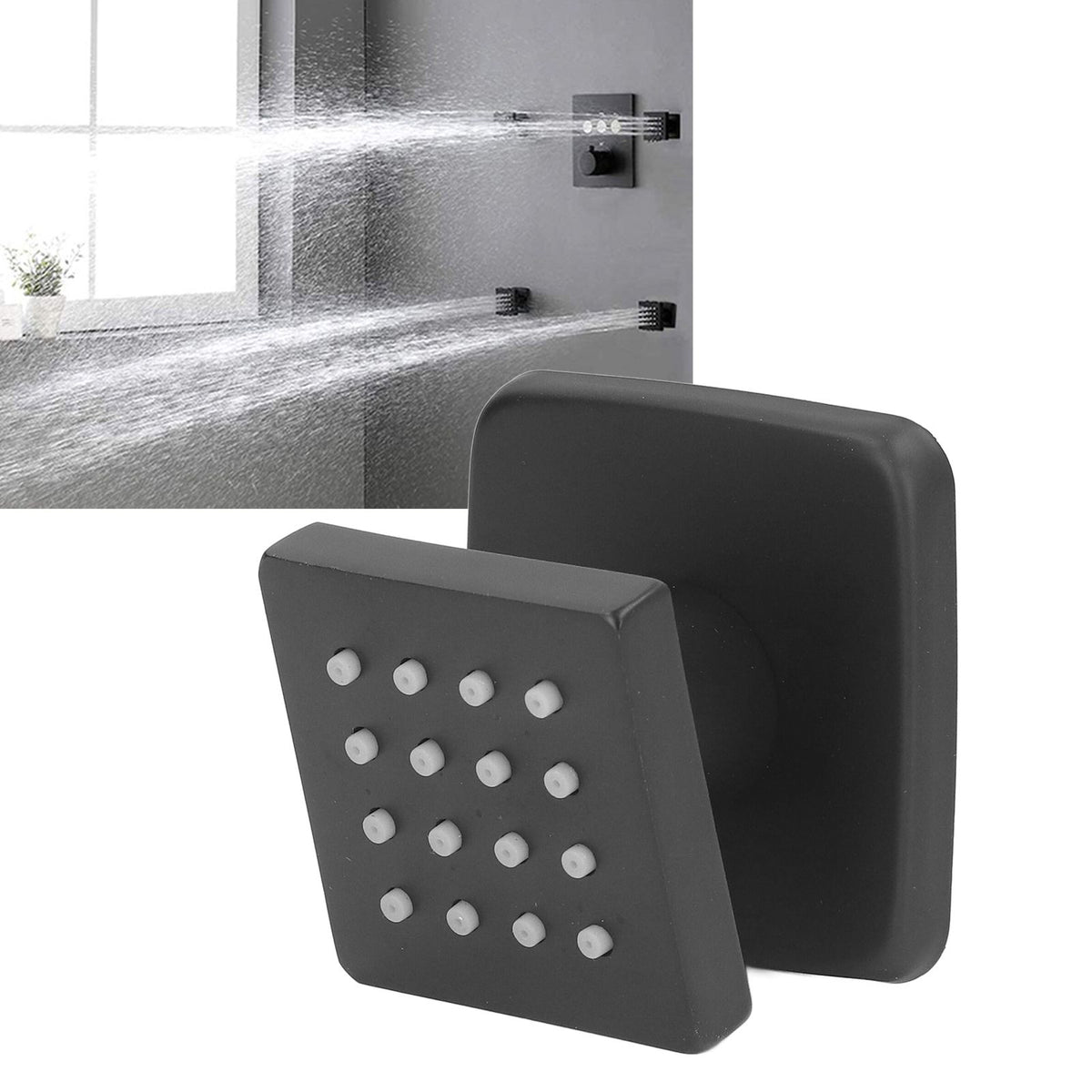 Body Spray Jets Quadrate 360° Adjustable Massage Spa Side Sprayer 16 Orifices Wall Mounted Sprayer with G1/2 Connector