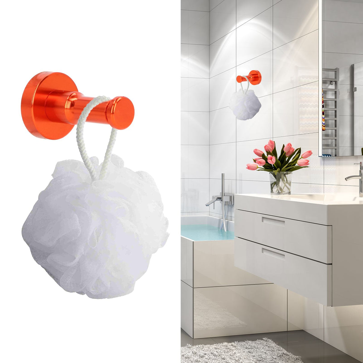 Retro Bathroom Hook Aluminum Towel Hook Heavy Duty Wall Coat Hanger for Balcony KitchenOrange
