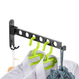 Folding Clothes Hanger Space Saving 90° Collapsible Laundry Drying Rack with 6 Holes Black - Extra Image