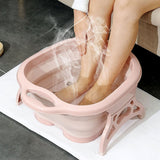 Foot Soaking Bath Basin Foldable Portable Roller Design SPA Massage Bucket for Relieving Feet Pain AchesPink - Rear View