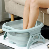 Foot Soaking Bath Basin Foldable Portable Roller Design SPA Massage Bucket for Relieving Feet Pain AchesGreen