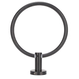 Towel Ring Space Aluminum Modern Round Hand Towel Holder Bath Hardware for Balcony HotelBlack - Front View