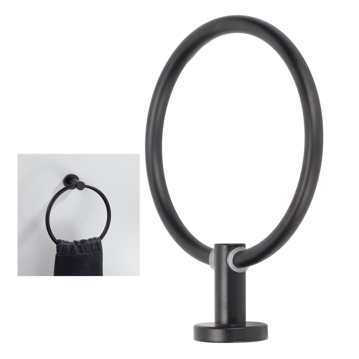Towel Ring Space Aluminum Modern Round Hand Towel Holder Bath Hardware for Balcony HotelBlack
