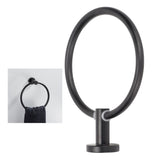 Towel Ring Space Aluminum Modern Round Hand Towel Holder Bath Hardware for Balcony HotelBlack - Extra Image