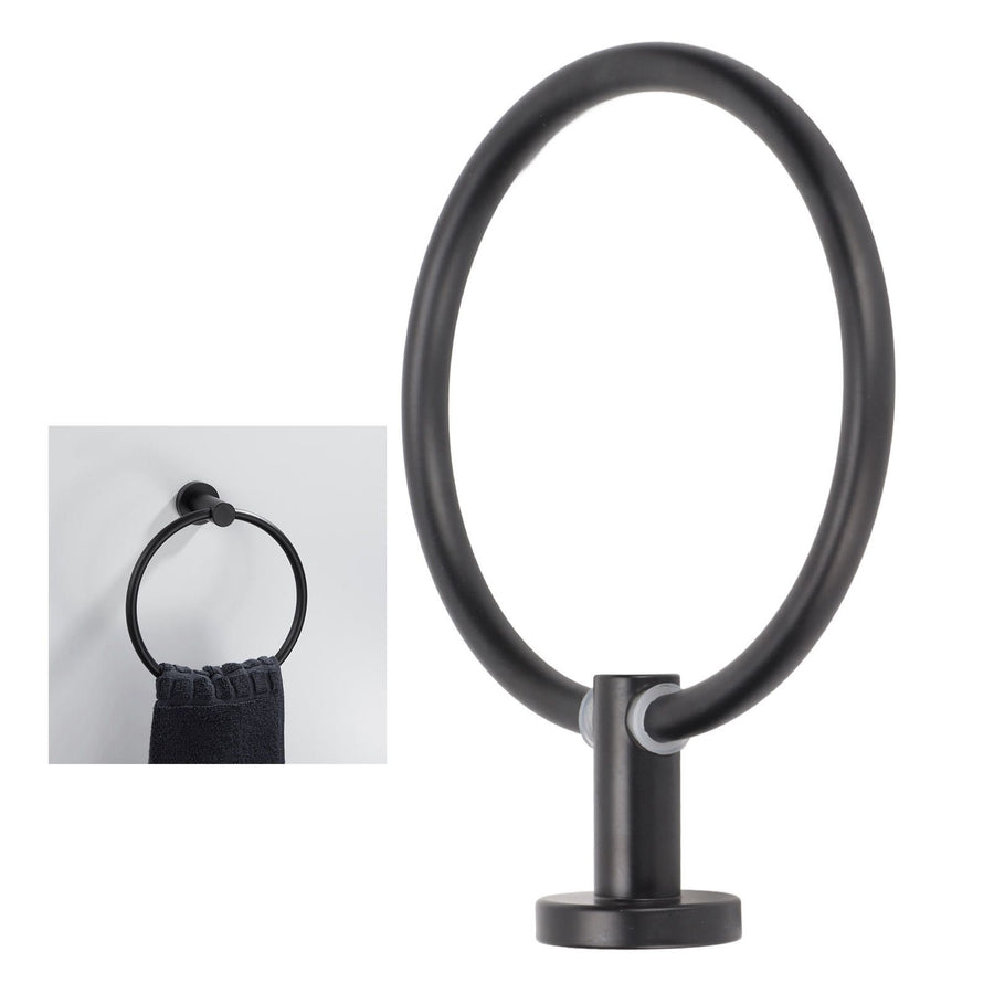Towel Ring Space Aluminum Modern Round Hand Towel Holder Bath Hardware for Balcony HotelBlack