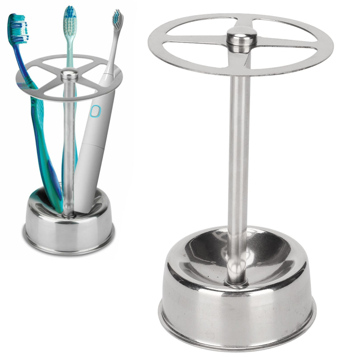 Stainless Steel Toothbrush Holder Organizer Toothpaste Stand Bathroom Organizer Freestand for Makeup Tools