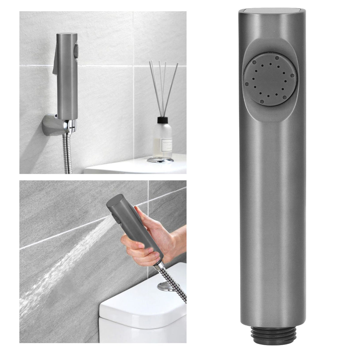 Handheld Bidet Shower Sprayer G1/2 Male Thread Ergonomic Toilet Shower Head with Adjustable Water Pressure Grey