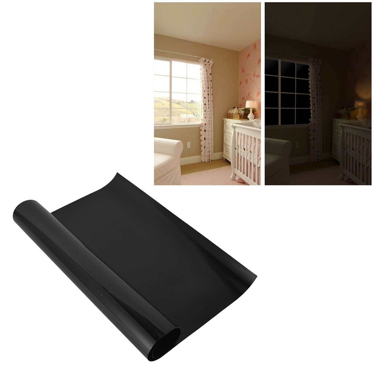 Full Blackout Window Film 100% Light Blocking Static Cling Total Blackout Window Film