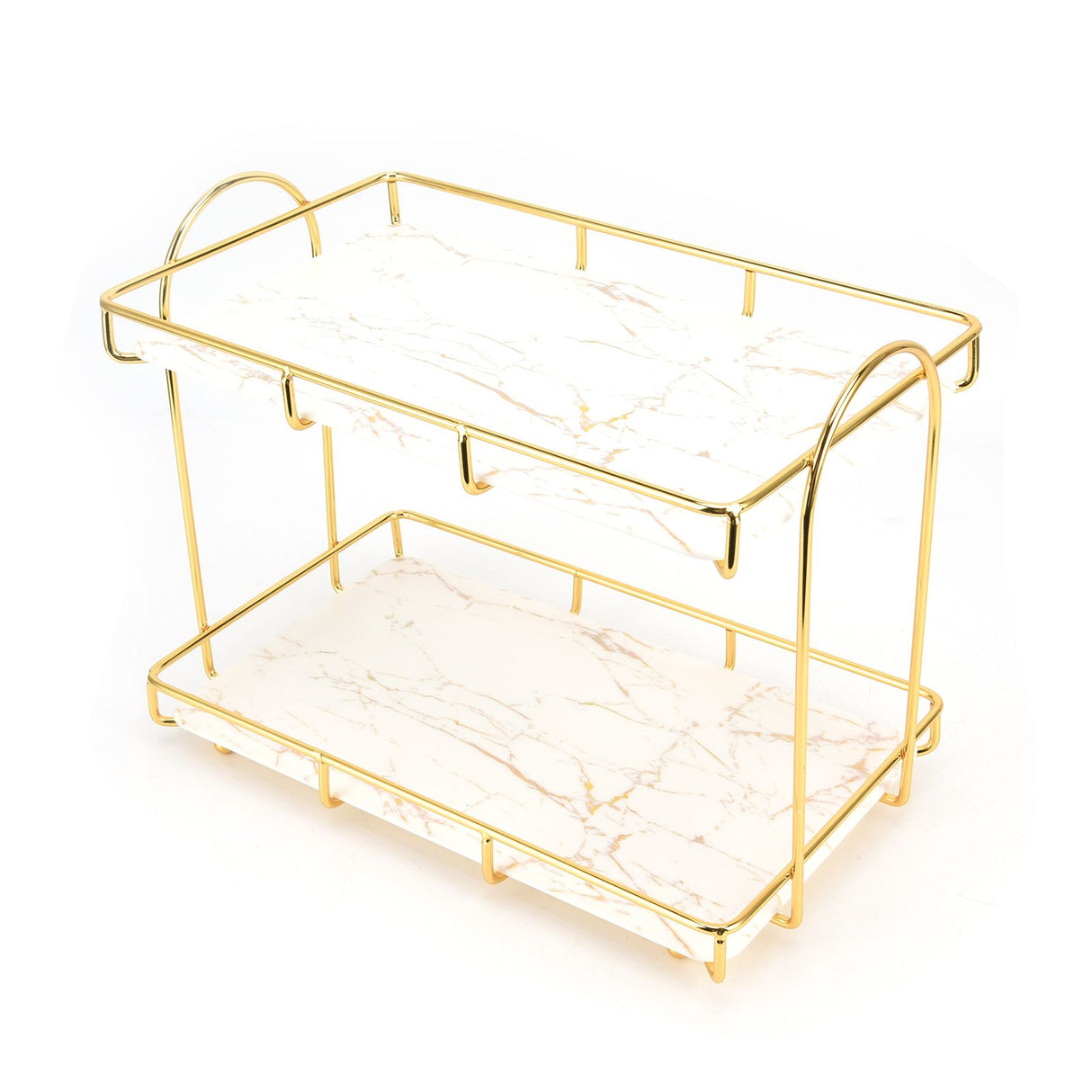 Bathroom Countertop Rack Large Capacity 2 Tiers Gold Bathroom Countertop Rack for Home Hotel