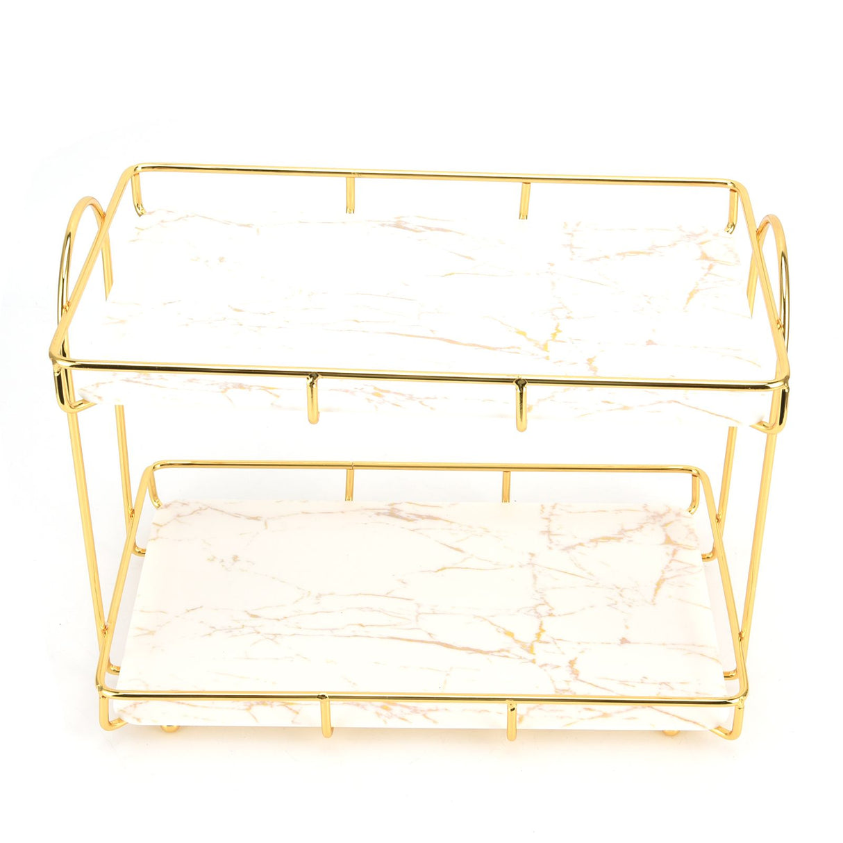 Bathroom Countertop Rack Large Capacity 2 Tiers Gold Bathroom Countertop Rack for Home Hotel