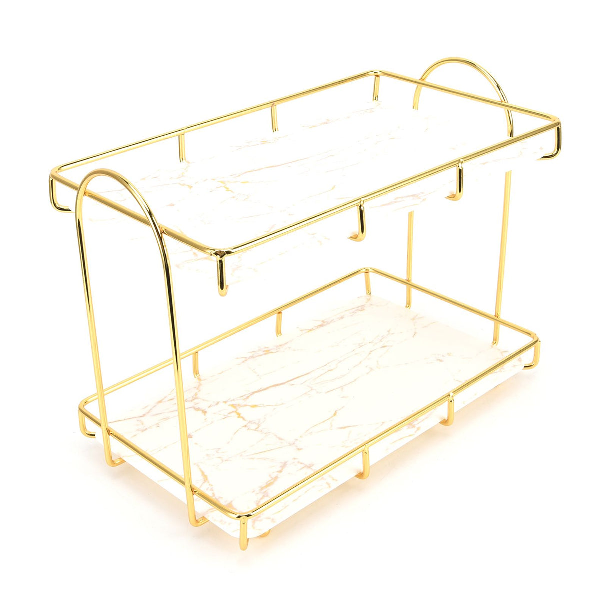Bathroom Countertop Rack Large Capacity 2 Tiers Gold Bathroom Countertop Rack for Home Hotel