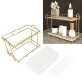Bathroom Countertop Rack Large Capacity 2 Tiers Gold Bathroom Countertop Rack for Home Hotel - Extra Image