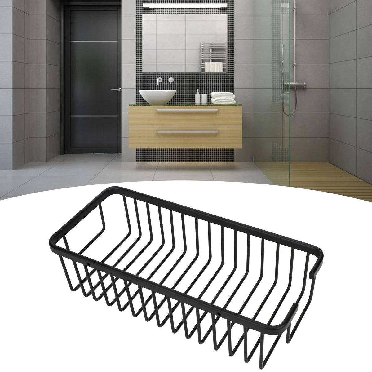 Wall Storage Rack Space Aluminum Rust Proof Large Capacity Kitchen Spice Organize Basket for Bathroom Beauty Salon