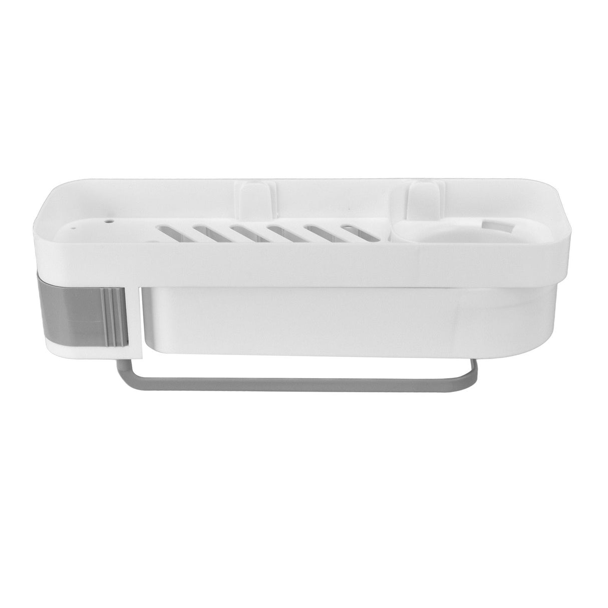 Bathroom Corner Rack Double Layer Rotatable Wall Mounted Stylish Simple Multifunctional Storage ShelfWhite and Grey