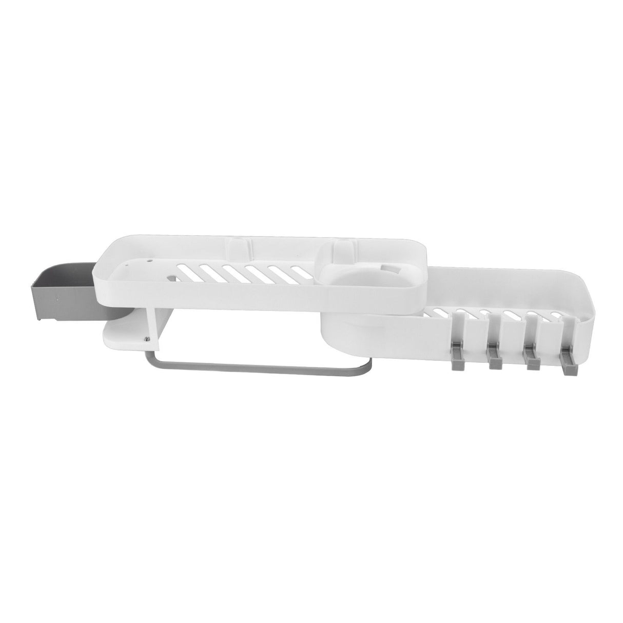Bathroom Corner Rack Double Layer Rotatable Wall Mounted Stylish Simple Multifunctional Storage ShelfWhite and Grey