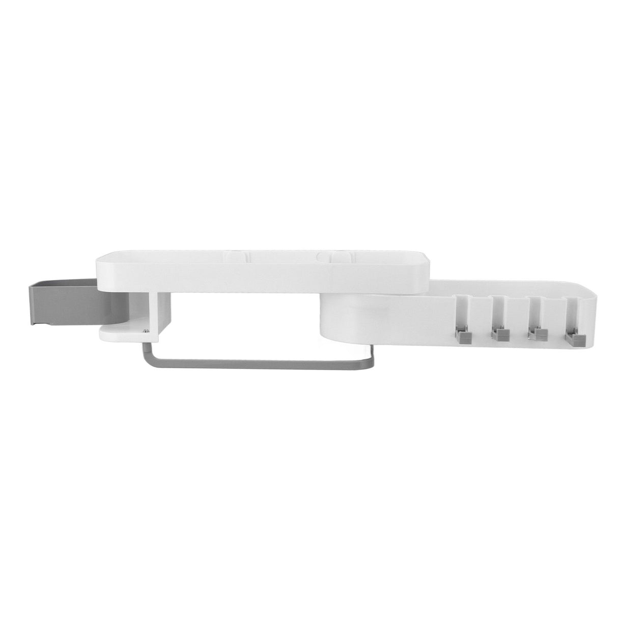 Bathroom Corner Rack Double Layer Rotatable Wall Mounted Stylish Simple Multifunctional Storage ShelfWhite and Grey