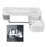 Bathroom Corner Rack Double Layer Rotatable Wall Mounted Stylish Simple Multifunctional Storage ShelfWhite and Grey