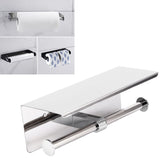 Toilet Paper Holder Dual End Wall Mounted Toilet Roll Holder 304 Stainless Steel for Bathroom Kitchen