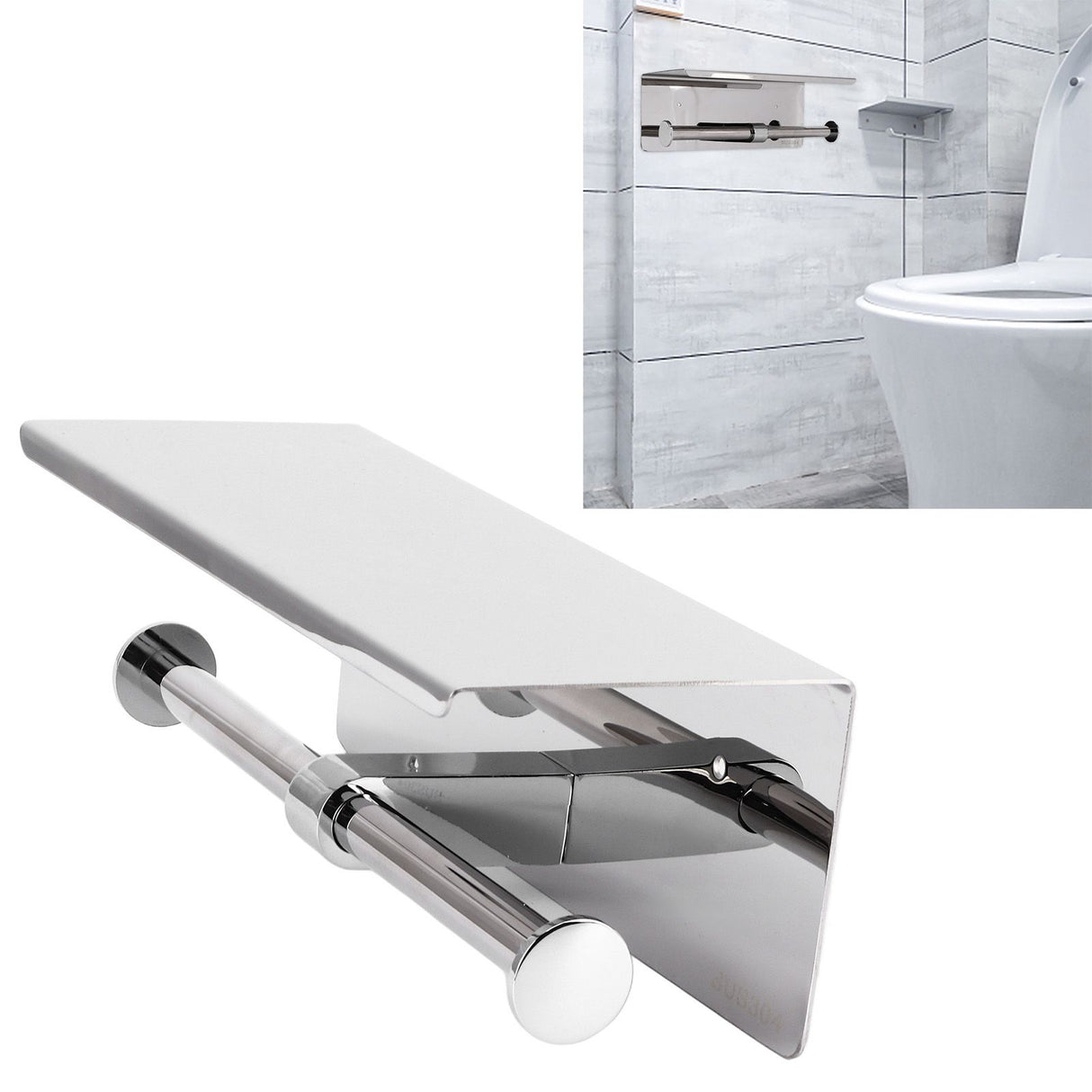 Toilet Paper Holder Dual End Wall Mounted Toilet Roll Holder 304 Stainless Steel for Bathroom Kitchen